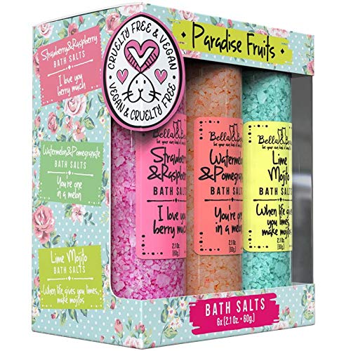 Bella & Bear Paradise Fruits Bath Salts - Detox Foot Soak, Vegan, Fruity Aroma - 6 Pack, 2oz