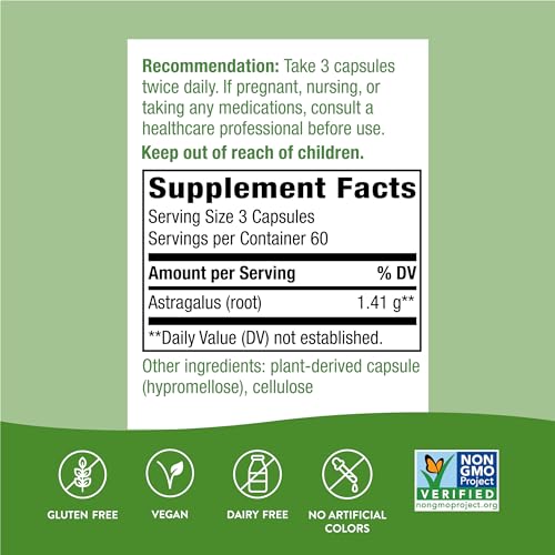 Nature's Way Astragalus Root - Traditional Immune Support, Non-GMO, Vegan - 180 Capsules