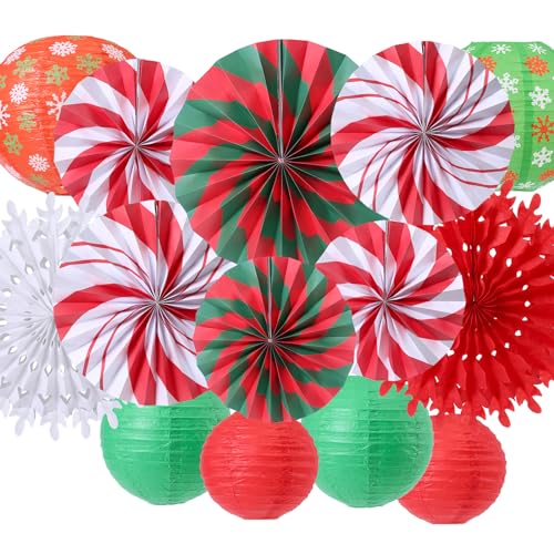 PAPER FAIR Christmas Lantern Decoration Set - 14pcs Recyclable Paper, Easy to Hang, Festive Colors