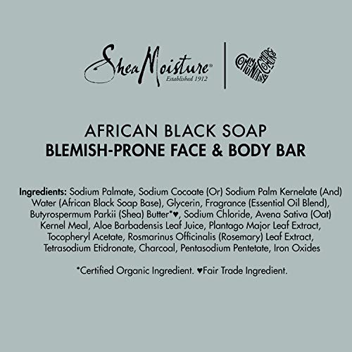 SheaMoisture African Black Soap Face & Body Bar - Exfoliates & Purifies Oily Skin - 3.5oz, 4 Count