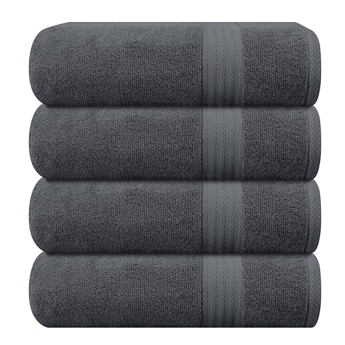 GLAMBURG Premium Cotton Bath Towel Set - Ultra Soft, Highly Absorbent, 100% Natural - 4 Towels 27x54