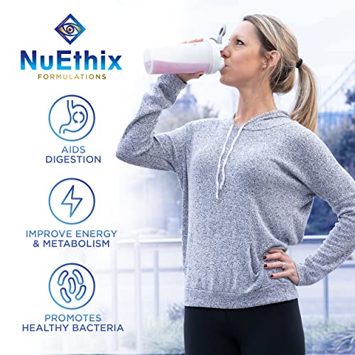 NuEthix Gourmet Greens Drink Powder - Nutrient-Rich Probiotics, Berry Flavor - 30 Servings