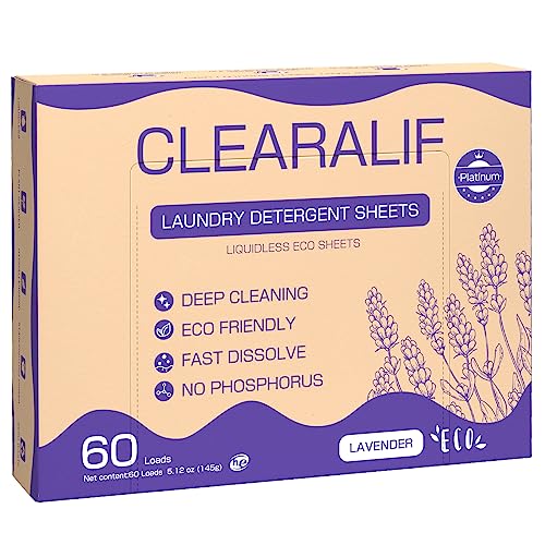 CLEARALIF Laundry Detergent Sheets - Ultra Concentrated Clean, Sensitive Skin Friendly - 60 Loads