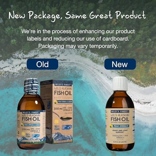 Wiley's Finest Omega-3 Liquid Supplement - 2300mg EPA/DHA, Wild Caught Alaskan Fish - 8.45 Oz