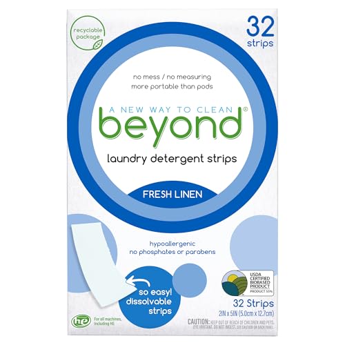 Beyond Laundry Detergent Strips - Hypoallergenic, Fresh Linen Scent, 32 Dissolvable Strips