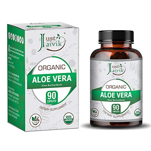 Just Jaivik Aloe Vera Tablets - Boost Immunity, Improve Skin, Detoxify - 750 mg, 90 Tablets