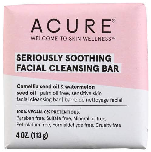 Acure Facial Cleansing Bar - Soothing Cleanser, Certified Organic Ingredients - 4oz