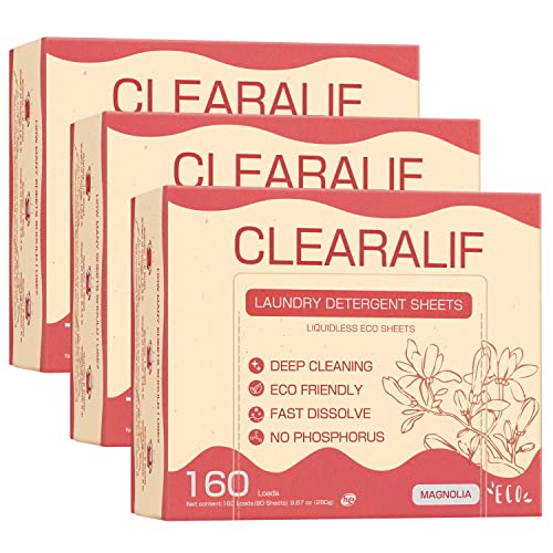 CLEARALIF Laundry Detergent Sheets - Gentle Clean for Sensitive Skin, Travel-Friendly - 3 Pack