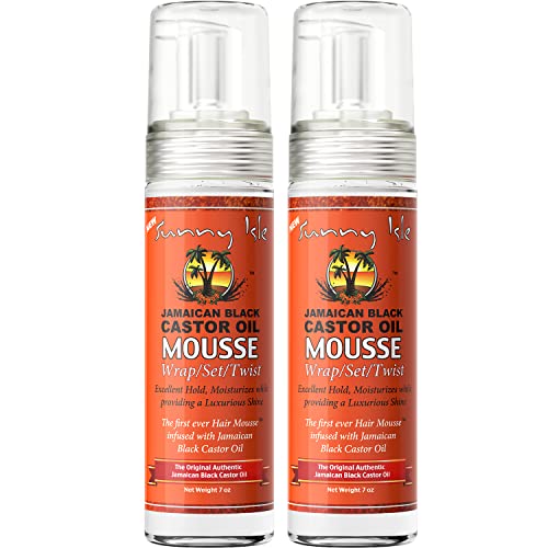 Sunny Isle Jamaican Black Castor Oil Mousse - Excellent Hold, Frizz Control, 7oz (Pack of 2)