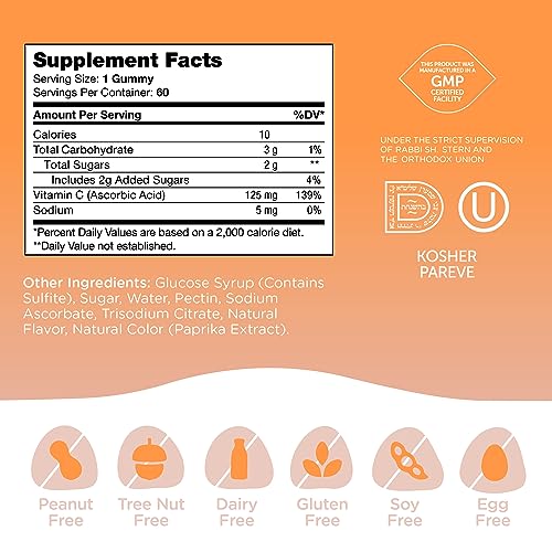 Zahler Vitamin C Gummies - Immune Support, Kosher Certified, Delicious Orange Flavor - 60 Count