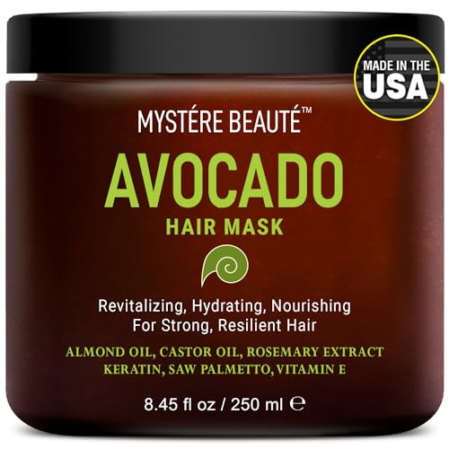 MYSTÉRE BEAUTÉ Avocado Hair Mask - Nourishing, Hydrating, Promotes Healthy Growth - 8.45 fl oz
