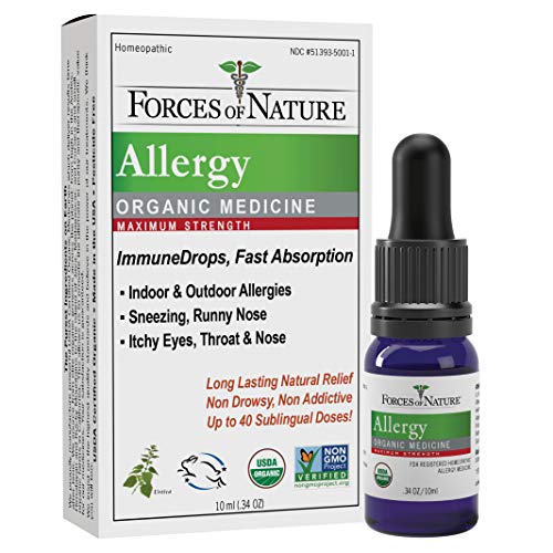 Forces of Nature Allergy Medicine - Organic Multi-Symptom Relief, Immune Support - 0.34 Fl Oz