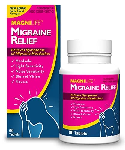 MagniLife Homeopathic Migraine Relief - Fast-Acting Relief for Throbbing Pain, 90 Tablets