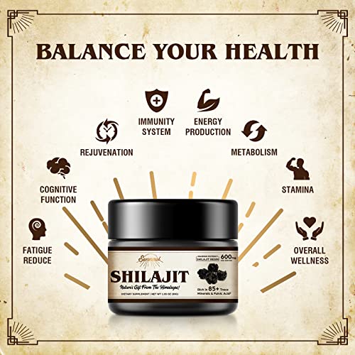 Sennasi Organic Shilajit Resin - 85+ Trace Minerals, Fulvic Acid for Energy & Immune Support - 30g