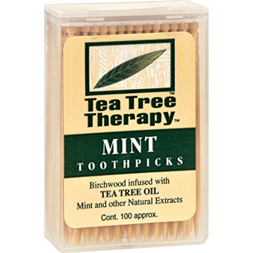 Tea Tree Therapy Toothpicks - Preservative-Free Oral Hygiene, Birchwood with Tea Tree Oil - 100 ct