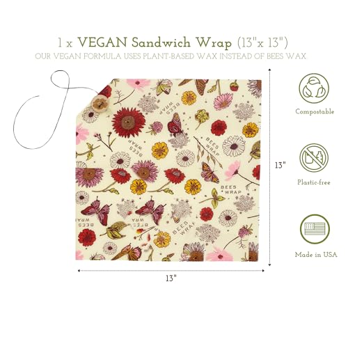 Bee's Wrap Back to School Bundle - Reusable Vegan Sandwich & Produce Bags, Organic Cotton