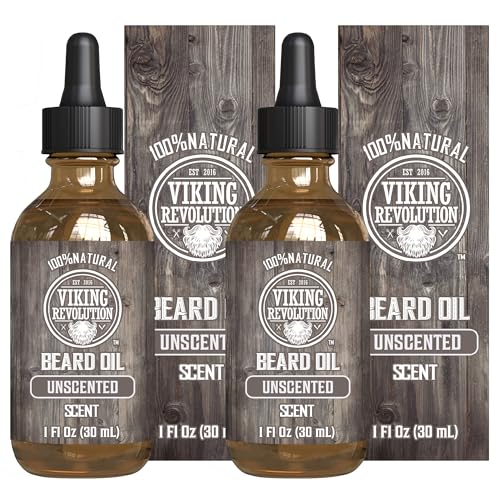 Viking Revolution Men's Beard Oil - Softens, Strengthens, 100% Natural Argan & Jojoba Oils - 2 Pack