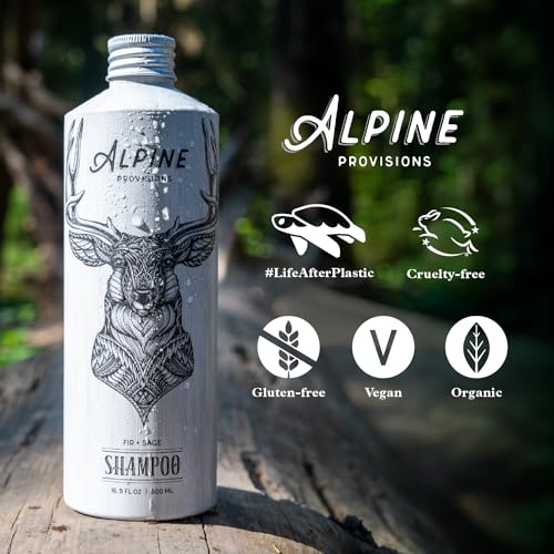 Alpine Provisions Fir & Sage Shampoo - Naturally Repairs & Hydrates with Jojoba & Aloe - 16.9 FL Oz