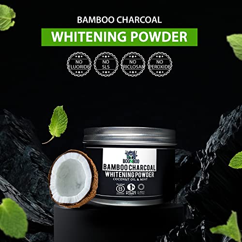 BOONBOO Teeth Whitening Gel - Brightens with Bamboo Charcoal, Coconut Oil & Mint - 2oz