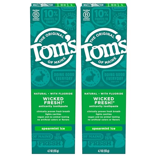 Tom's of Maine Toothpaste - Cavity Protection, Freshens Breath with Spearmint - 2x4.7oz