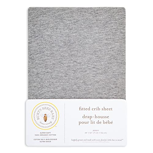 Burt's Bees Baby Fitted Crib Sheet - 100% Organic Cotton, GOTS Certified, Snug Fit - 28"x52"