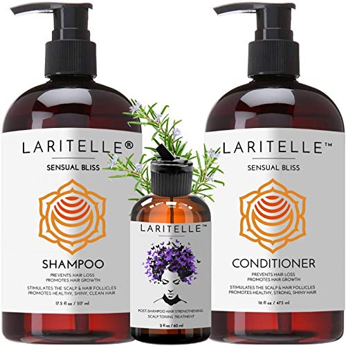 Laritelle Organic Hair Care Set - Promotes Healthy Growth, Gentle Formula, 100% Pure - 3pc