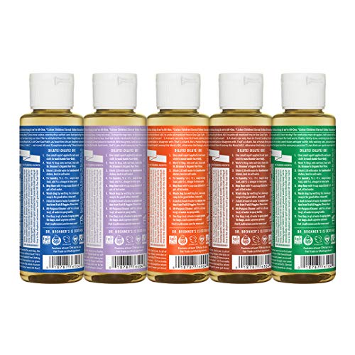 Dr. Bronner's Body Soap Variety Pack - Organic Oils, 18-in-1 Uses, 4 oz each - 5 Scents