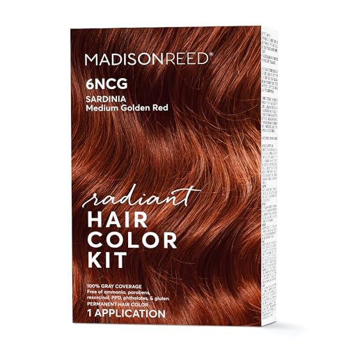 Madison Reed Hair Dye - 100% Gray Coverage, Keratin Enriched, Ammonia-Free - Medium Amaretto Red