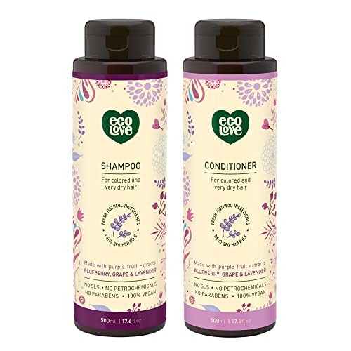 ecoLove Shampoo & Conditioner Set - Nourishes Dry, Color-Treated Hair, Lavender Scent - 17.6oz