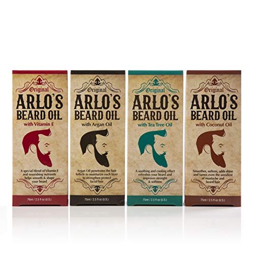 Arlo's Beard Oil - Softens & Moisturizes, Promotes Healthy Growth - 4 Pack with Argan & Tea Tree