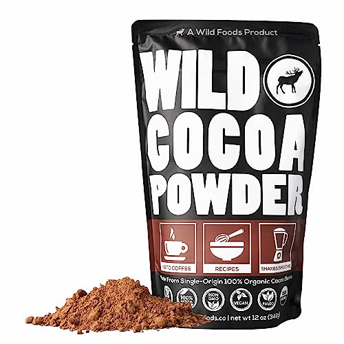 Wild Foods Organic Cocoa Powder - 100% Pure, Sugar Free, Nutrient-Rich Superfood - 12 oz