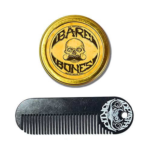 THE VINTAGE GROOMING CO. Mustache Wax & Keychain Comb Set - All-Natural Hold & Grooming Tools