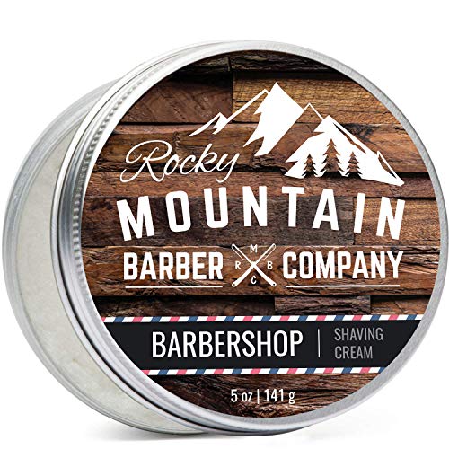Rocky Mountain Barber Company Shaving Cream - Thick Lather, Barbershop Scent - 5oz Tin