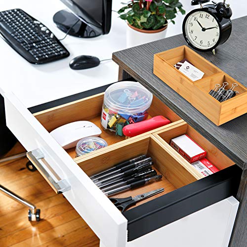 Pipishell Bamboo Drawer Organizer Set - Versatile Storage for Home & Office, 5 Sizes