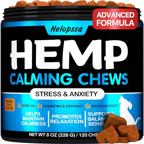 Hemp Calming Chews for Dogs - Relieves Anxiety, Natural Ingredients, Duck Flavor - 120 Chews