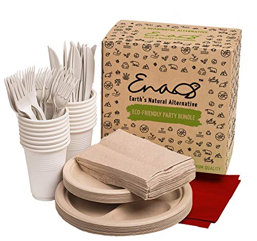 Earth's Natural Alternative Tablecloth - Biodegradable Dinnerware Set, Red - 114 pcs