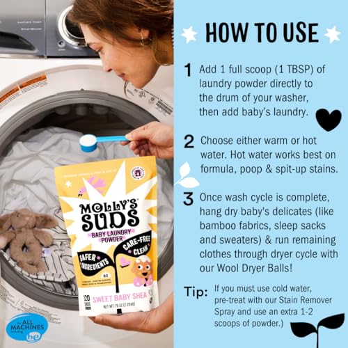 Molly's Suds Baby Laundry Detergent - Tough on Stains, Gentle for Newborns, Fragrance Free - 79oz