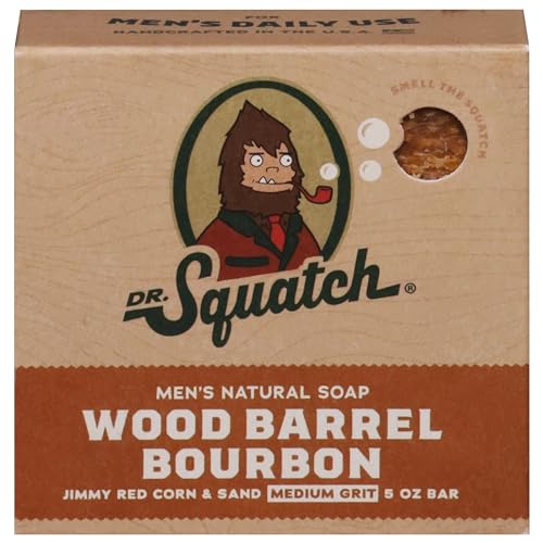 Dr. Squatch Bar Soap for Men - Medium Grit, Naturally-Derived Bourbon Scent - 5 oz