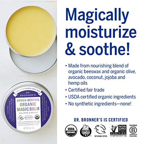 Dr. Bronner's Organic Muscle Balm - Relieves Sore Muscles, Moisturizes Skin - 2oz Arnica-Menthol