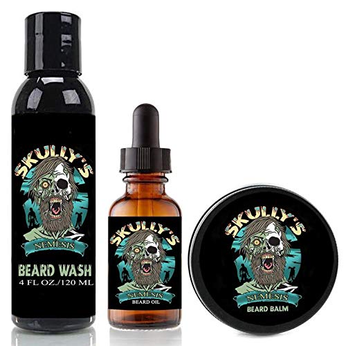 Skully's Beard Care Set - Nourishing Beard Oil, Balm & Wash for Healthy Grooming - 1oz, 2oz, 4oz