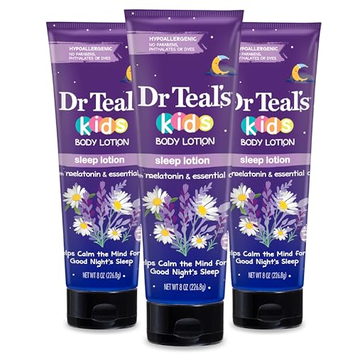 Dr Teal's Kids Body Lotion - Calming Melatonin & Essential Oils, Hypoallergenic - 8 fl oz (3-Pack)