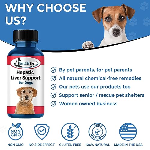 BestLife4Pets Dog Liver Support - Promotes Detox, Nutrient Absorption, 100% Natural - 60 Tablets