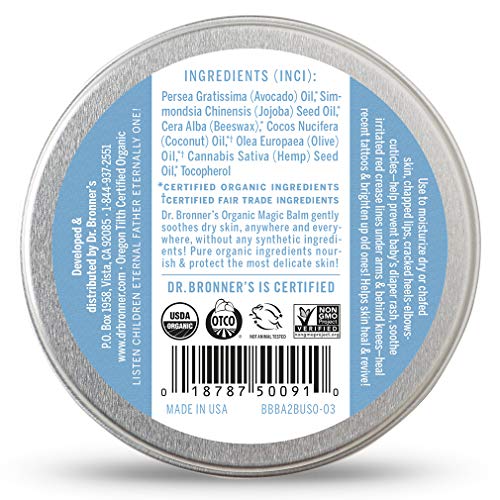 Dr. Bronner's Organic Magic Balm - Moisturizes & Soothes Dry Skin, Relieves Diaper Rash - 2oz