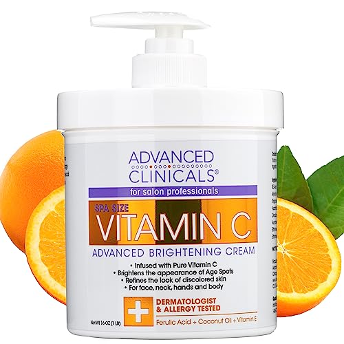 Advanced Clinicals Vitamin C Body Lotion - Firming, Brightening, Non-Greasy, 16oz