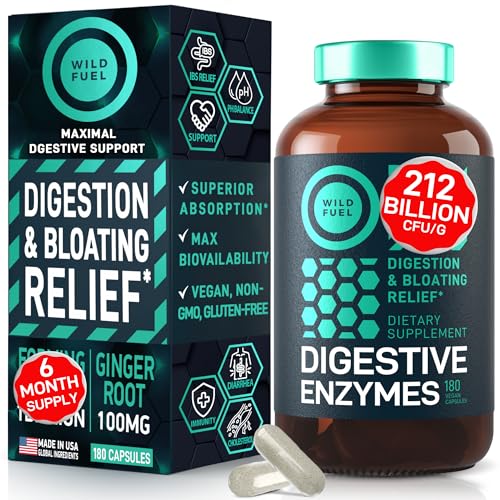 Vegan Digestive Enzymes with Probiotics & Prebiotics - Bloating Relief, Gut Health - 180 Caps