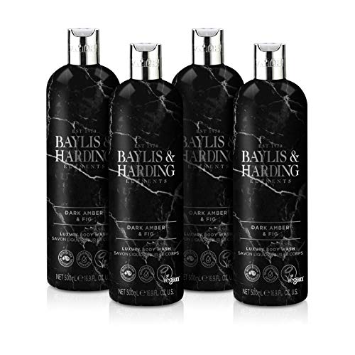 Baylis & Harding Body Wash - Plant-Based Formula, Luxurious Dark Amber & Fig Scent - 16.9oz