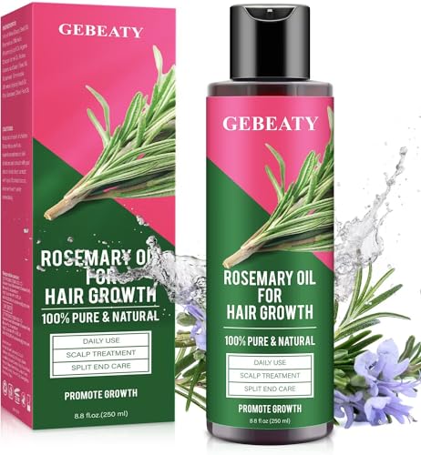 GEBEATY Organic Rosemary Hair Growth Oil - Nourishes & Strengthens, 8.8oz with Jojoba & Castor