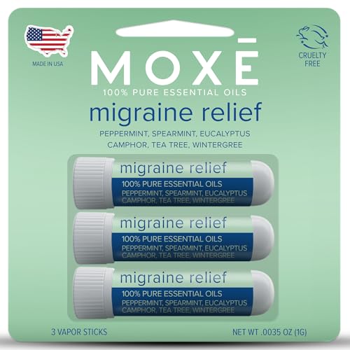 MOXE Aromatherapy Nasal Inhalers - Natural Migraine Relief, Pure Essential Oils, 3 Pack