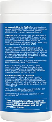 Natural Vitality Calm Sleep Drink Mix - Supports Restful Sleep with Magnesium & Melatonin - 4oz