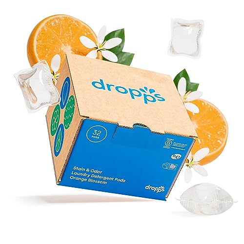 Dropps Laundry Detergent Pods - Powerful Stain & Odor Removal, Low Waste Packaging - 32 Count